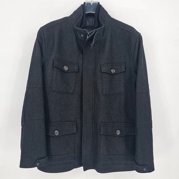Andrew Marc New York Black Wool Classic Utility Winter Coat Jacket Men’s XL - Picture 1 of 11